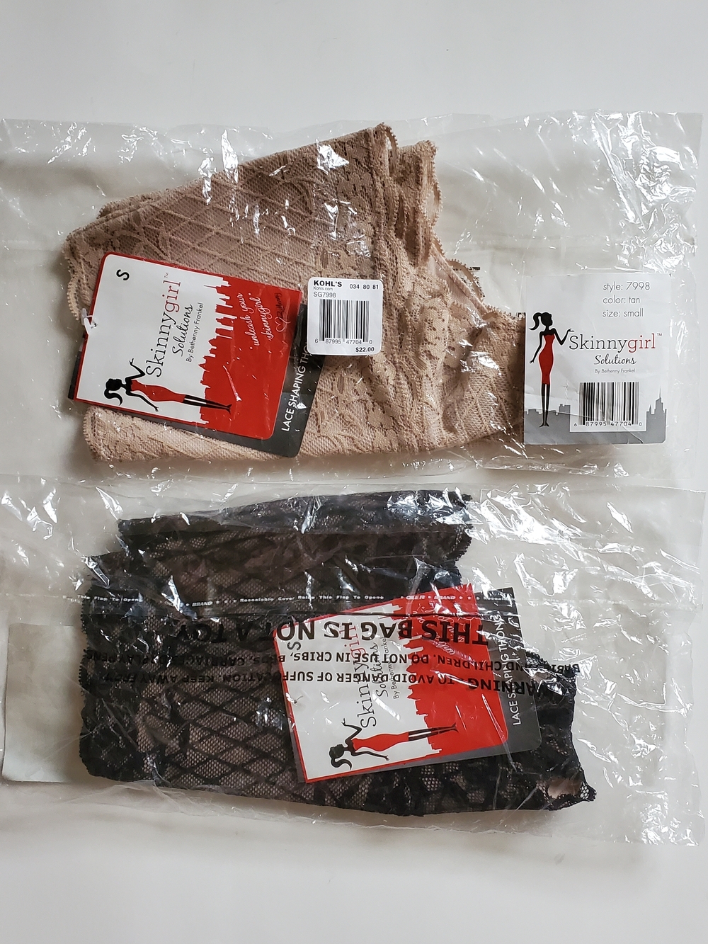 Skinnygirl Solutions Lace Shaping Hosiery Lot 2 S Small Tan Black Bethenny Frank